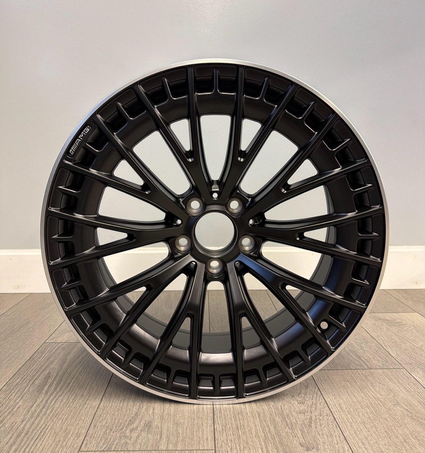 Mercedes-Benz Staggered Wheels — Matte Black / Silver Lip