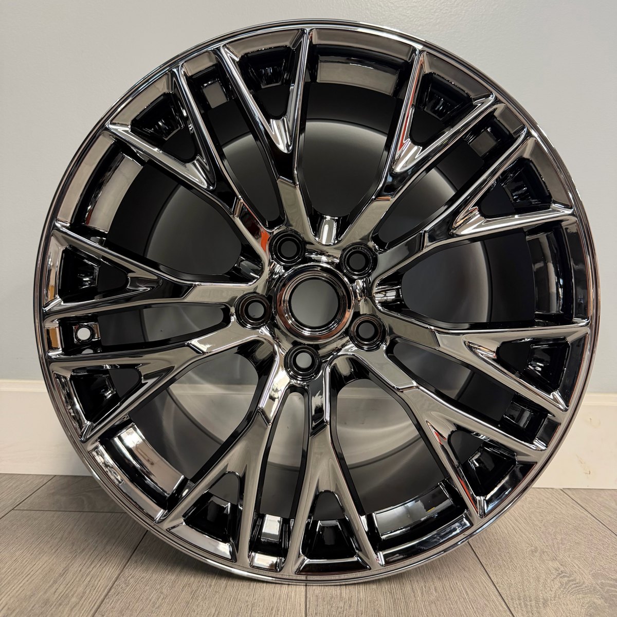 Corvette C6 / C7 Aftermarket Staggered Wheels — Black Chrome