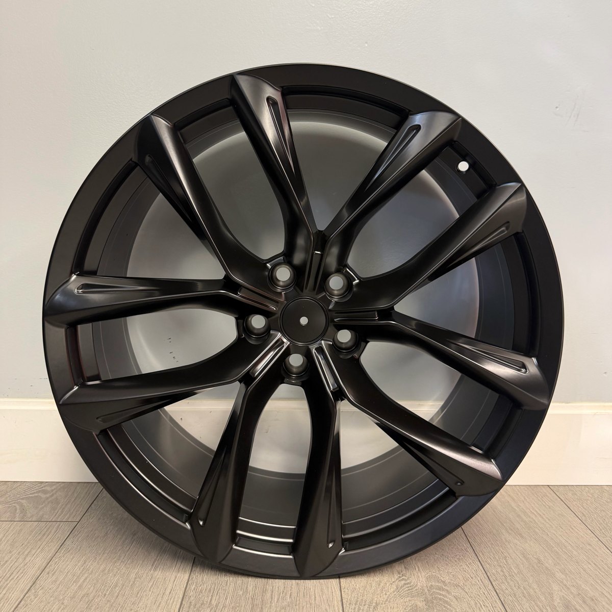 Tesla Model Y Aftermarket Staggered Wheels — Satin Black